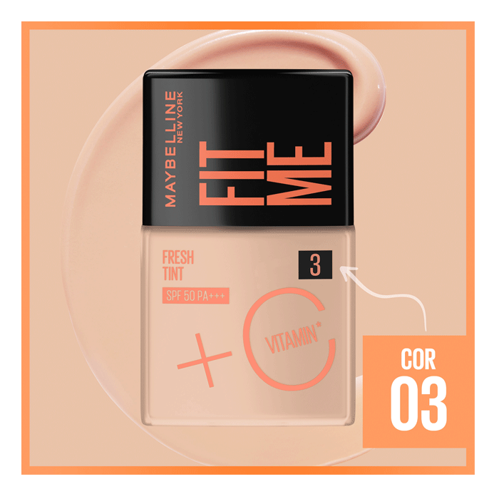 Encontraproduto.com.br - Base Maybelline Fit Me Fresh Tint SPF50 + Vitamina C 03 30ml