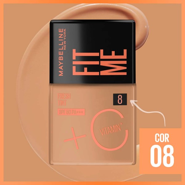 Encontraproduto.com.br - Base Maybelline Fit Me Fresh Tint SPF50 + Vitamina C 08 30ml