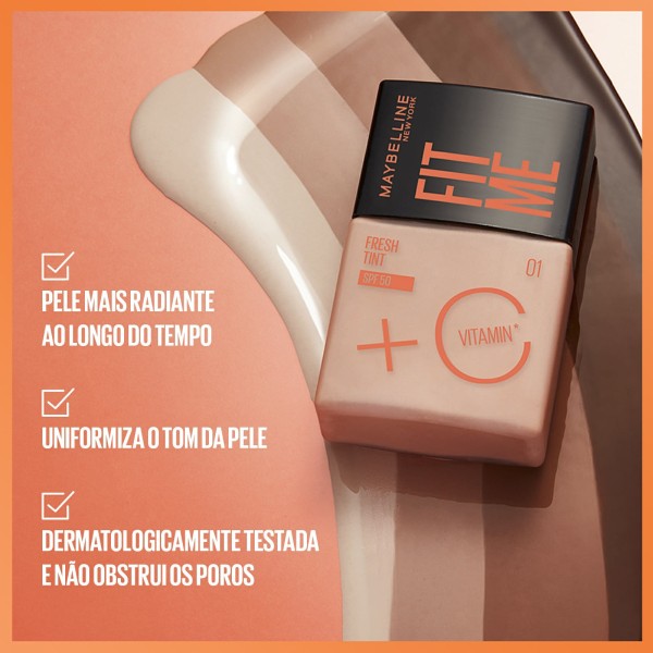 Encontraproduto.com.br - Base Maybelline Fit Me Fresh Tint SPF50 + Vitamina C 08 30ml