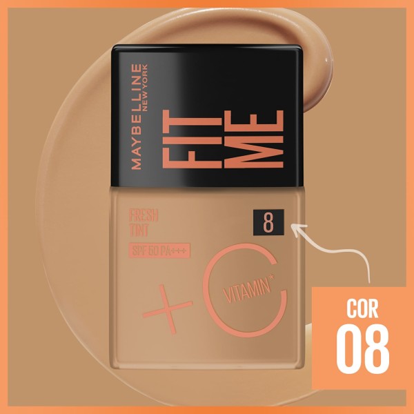 Encontraproduto.com.br - Base Maybelline Fit Me Fresh Tint SPF50 + Vitamina C 08 30ml