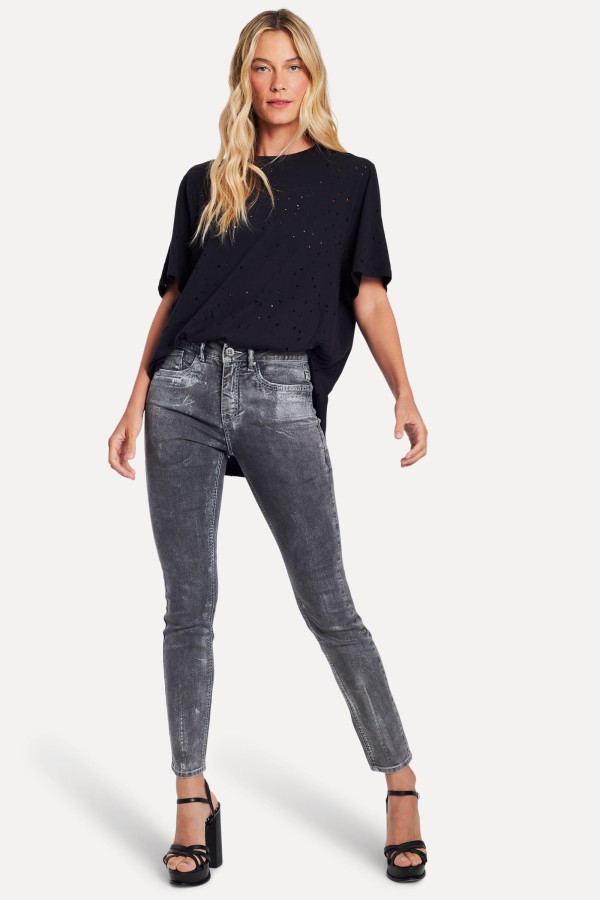 Calca Jeans Skinny Grey Foil