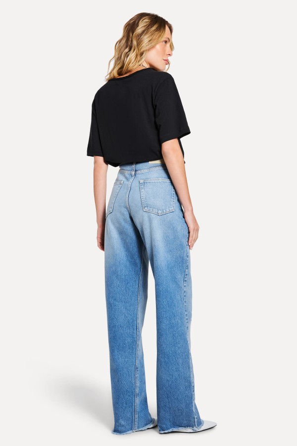 Encontraproduto.com.br - Calca Jeans Wide Leg Mila High Destroyed