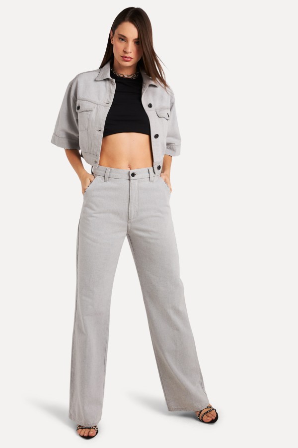 Encontraproduto.com.br - Calca Jeans Wideleg Alfaiataria