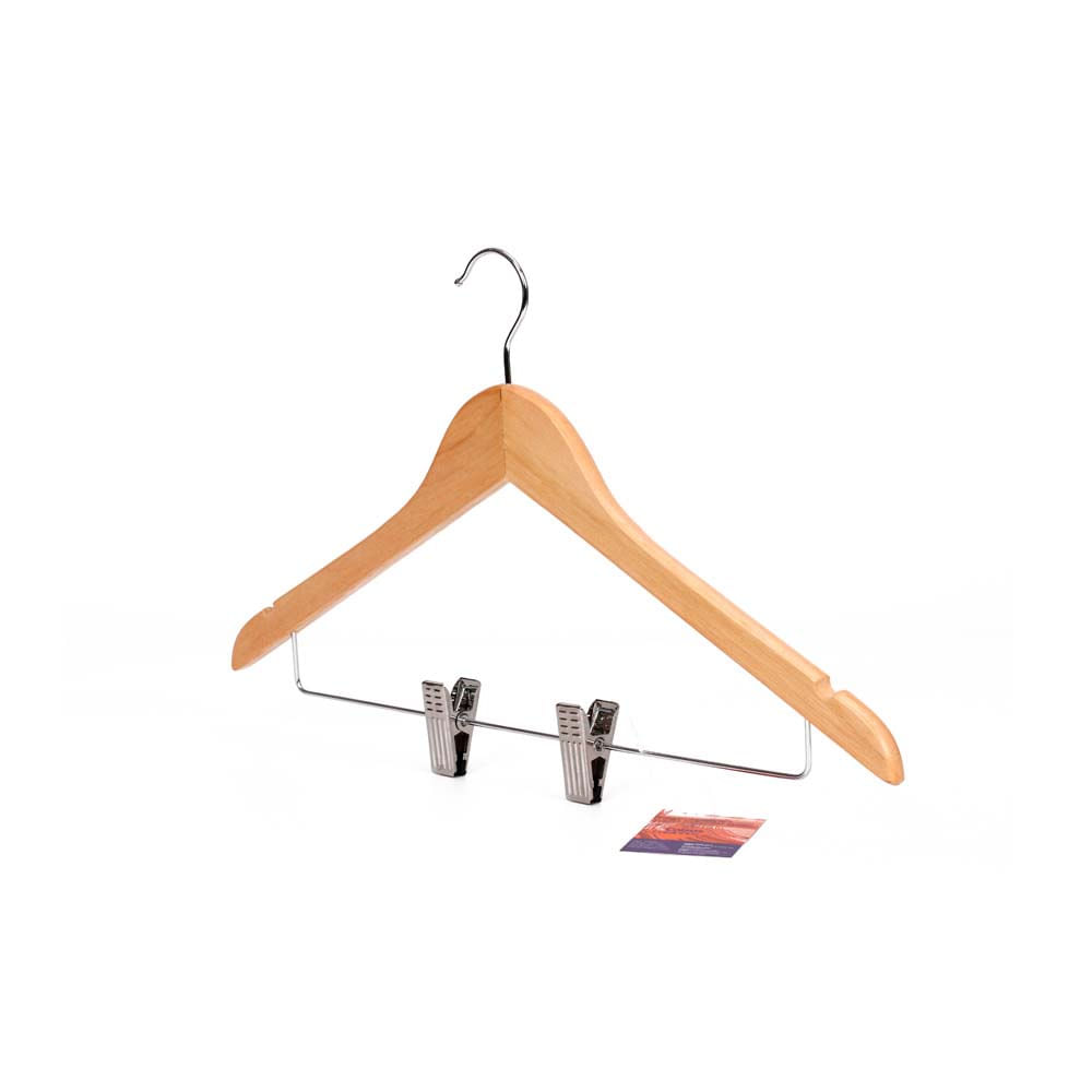 Cabide para Roupas de Madeira com Prendedor de Metal Coisas e Coisinhas Marrom