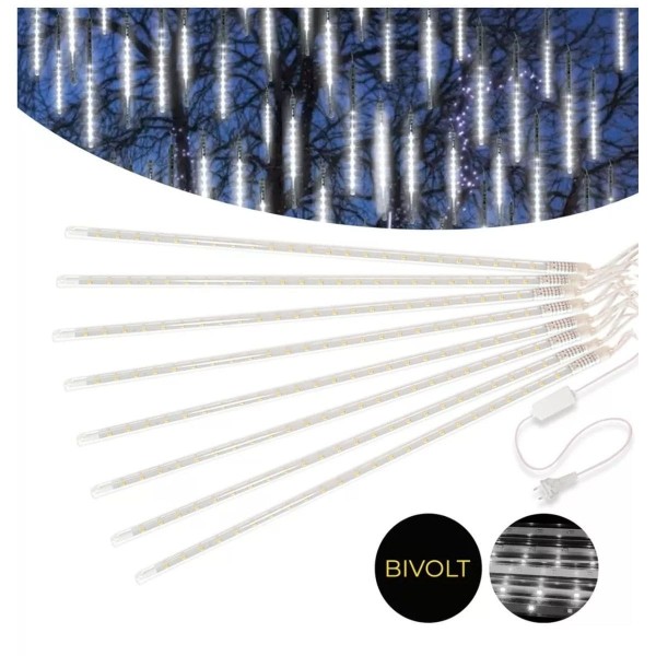 Pisca-pisca Cascata Global 288 LEDS Branco 8 Tubos 50cm (MP)