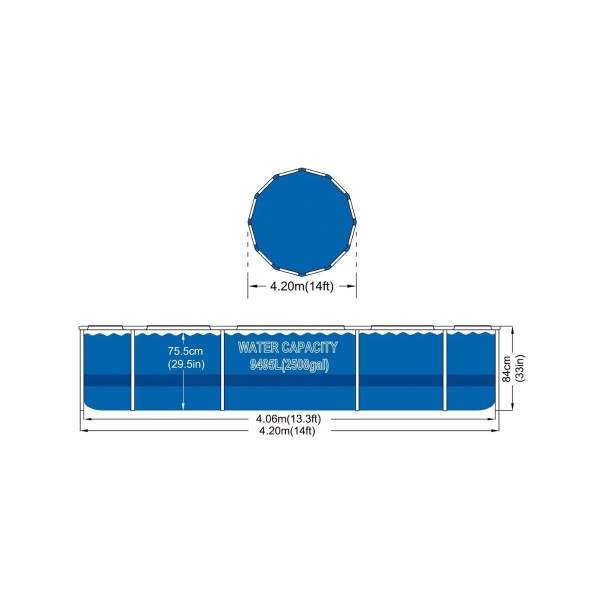 Encontraproduto.com.br - Piscina Articulada Uttil com Kit Reparo e Válvula de Drenagem Azul 9.495 Litros