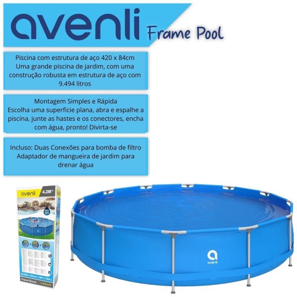 Encontraproduto.com.br - Piscina Articulada Uttil com Kit Reparo e Válvula de Drenagem Azul 9.495 Litros