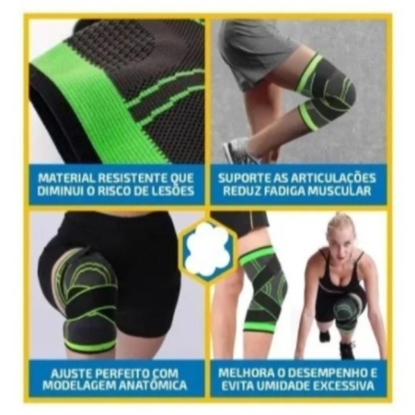 Encontraproduto.com.br - Joelheira Tensor Perna Alivia Dores Crossfit Corrida Patela Muscular Treino Neoprene Articulada Ajustavel
