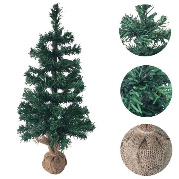 Encontraproduto.com.br - Mini árvore Natalina Imperial 60cm Com 67 Galhos Base Juta