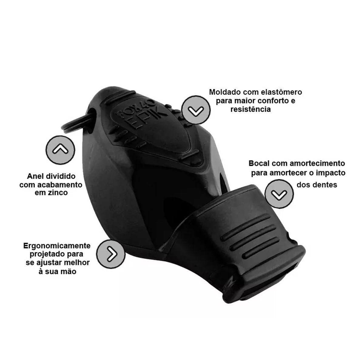 Encontraproduto.com.br - Apito Fox 40 Epik Cmg C/ Prot. Silicone Exp Profissional