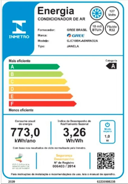 Encontraproduto.com.br - Ar Condicionado Janela Gree 10000 BTU/h Frio R32 Eletrônico GJC10BK-A6NRND2A – 127 Volts