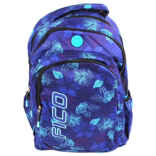 Mochila Floral Fico Azul Escuro