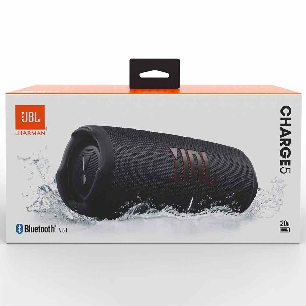 Encontraproduto.com.br - Caixa de Som Portátil JBL Charge 5, Potência RMS 30W, Bluetooth 5.1, Proteção IP67, Powerbank, Função PartyBoost - Preto