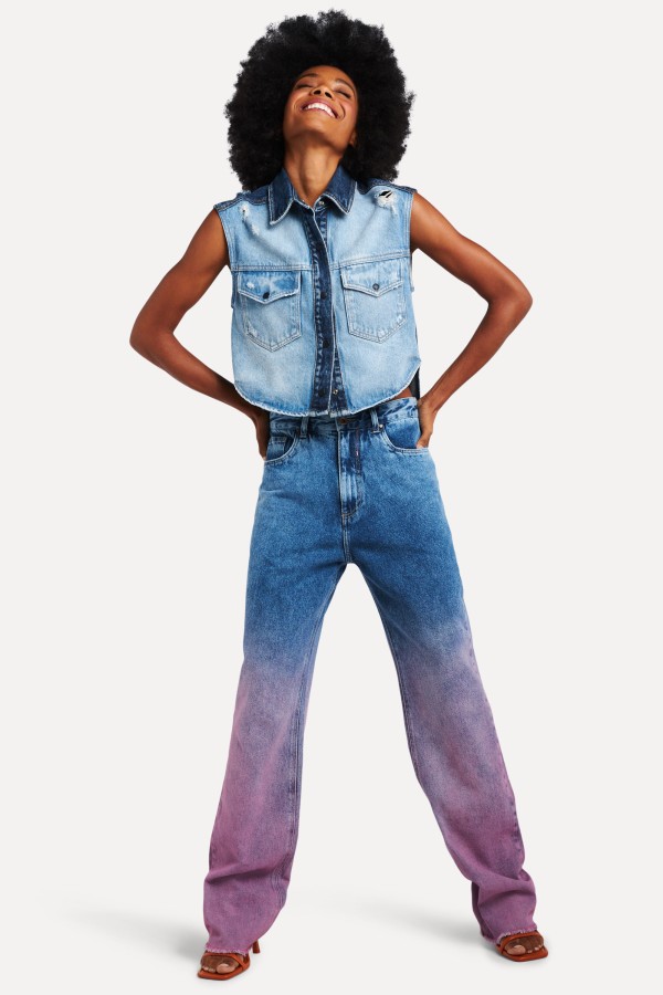 Encontraproduto.com.br - Colete Jeans Double Blue