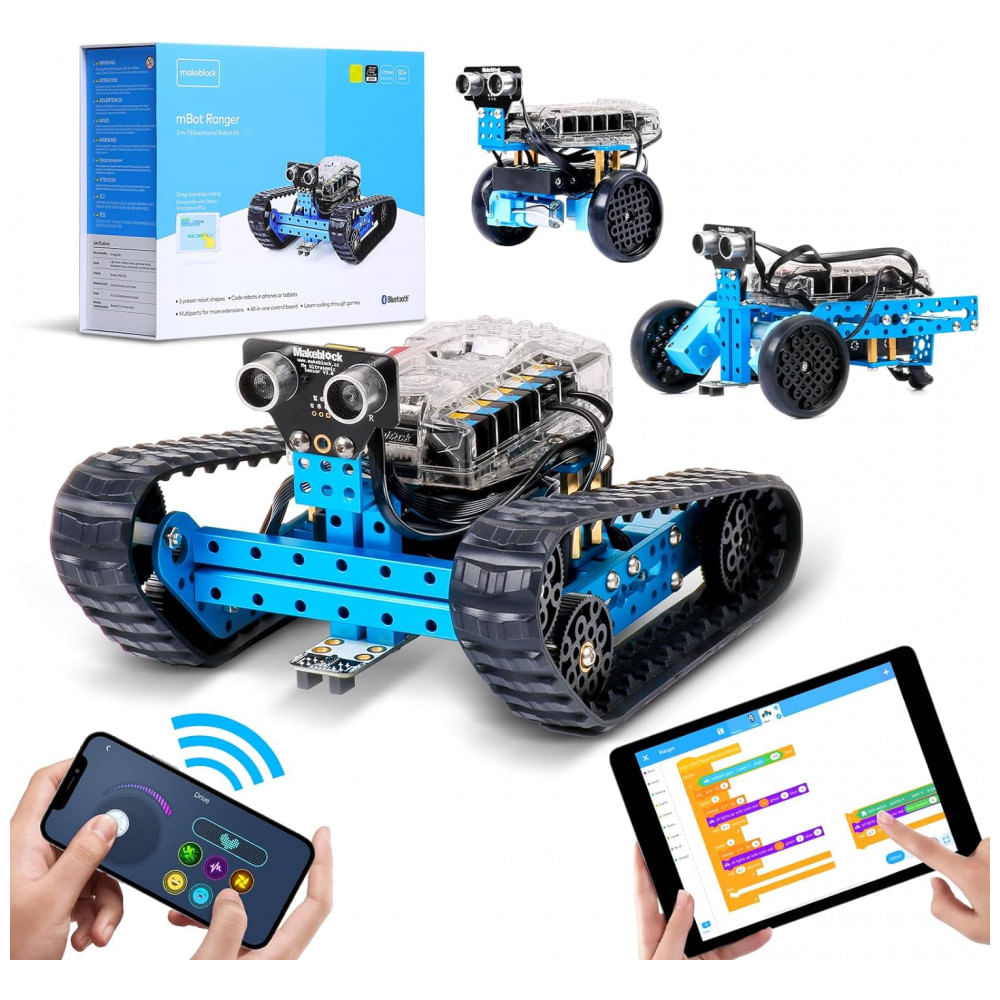 Robô de Programação 3 em 1 com Controle por App para Crianças de 10 Anos ou Mais, MAKEBLOCK 90092FBA, Azul