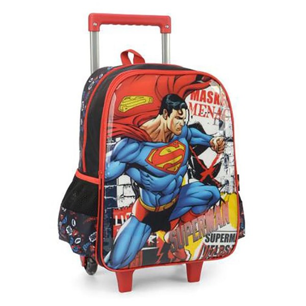 Encontraproduto.com.br - Mochila de Rodinhas Sem Alça Superman Luxcel Preto
