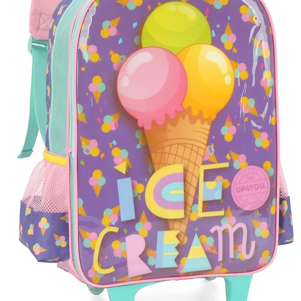 Encontraproduto.com.br - Mochila de Rodinhas Com Alça Luxcel Up4You Ice Cream Rosa