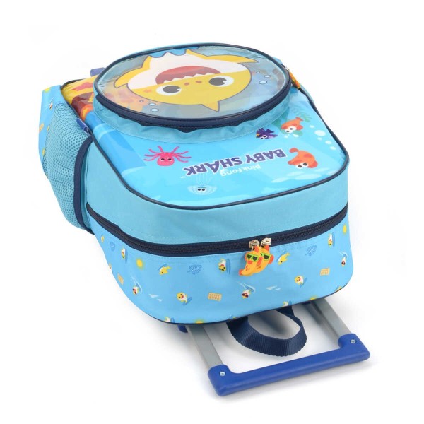 Encontraproduto.com.br - Mochila de  Rodinha Luxcel Baby Shark Azul Claro - IC37476BS