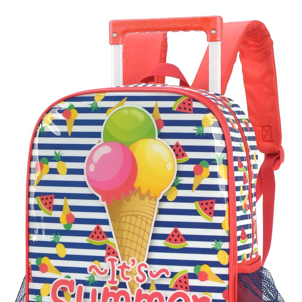 Encontraproduto.com.br - Mochila de Rodinhas Com Alça Luxcel Up4You Ice Cream Vermelh