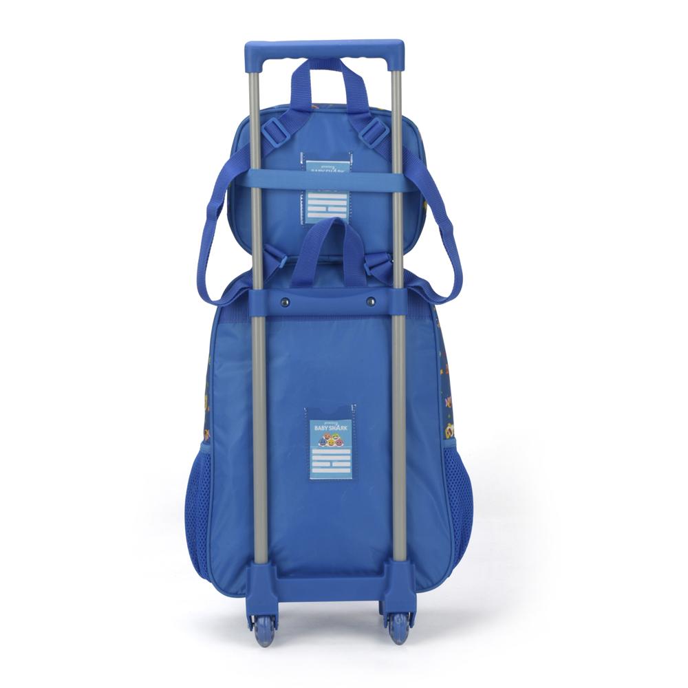 Kit Mochila de Rodinhas Lancheira Luxcel Baby Shark Azul