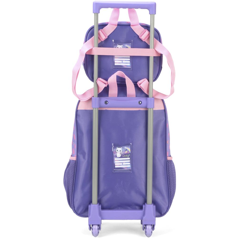Encontraproduto.com.br - Kit Mochila de Rodinhas Lancheira Luxcel Cindy Roxo