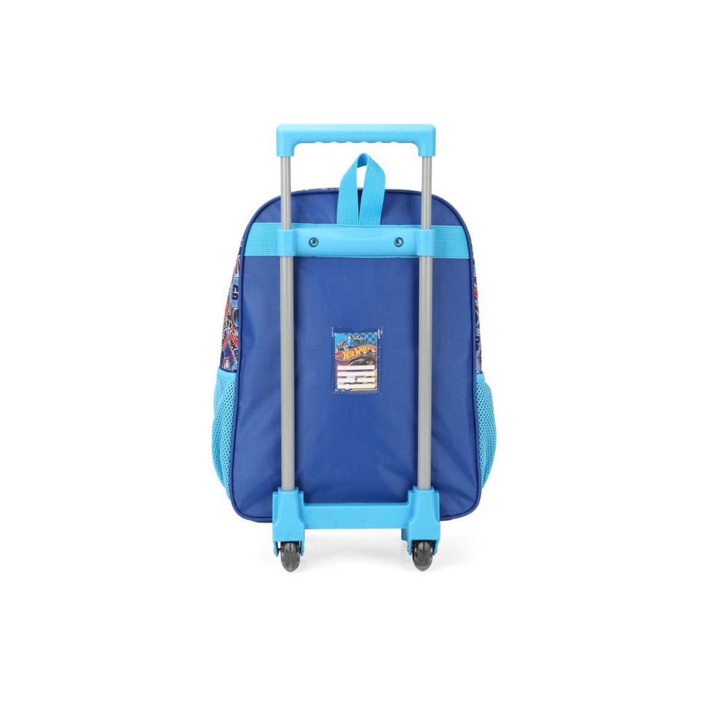Encontraproduto.com.br - Kit Mochila de Rodinhas e Lancheira Luxcel Hot Wheels Azul