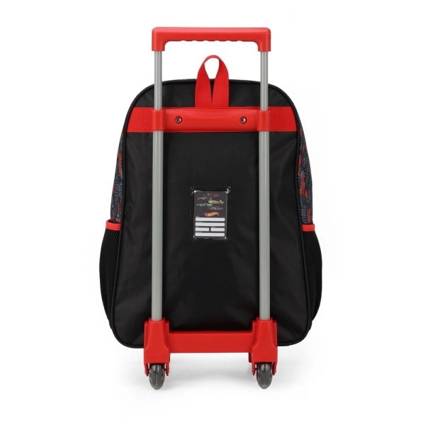 Encontraproduto.com.br - Kit Mochila de Rodinhas e Lancheira Luxcel Hot Wheels Preto