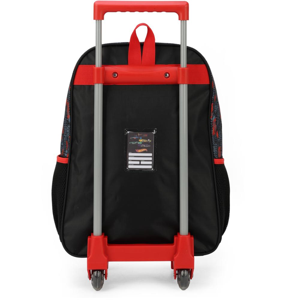 Encontraproduto.com.br - Kit Mochila de Rodinhas e Lancheira Luxcel Hot Wheels Preto
