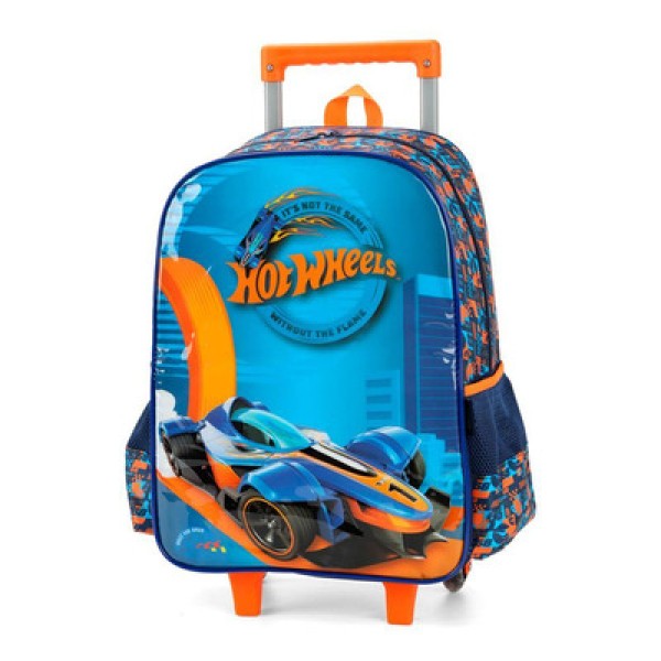 Encontraproduto.com.br - MOCHILA RODAS INFANTIL MASCULINA HOT WHEELS AZUL IC39152HW-AZ MAXLOG