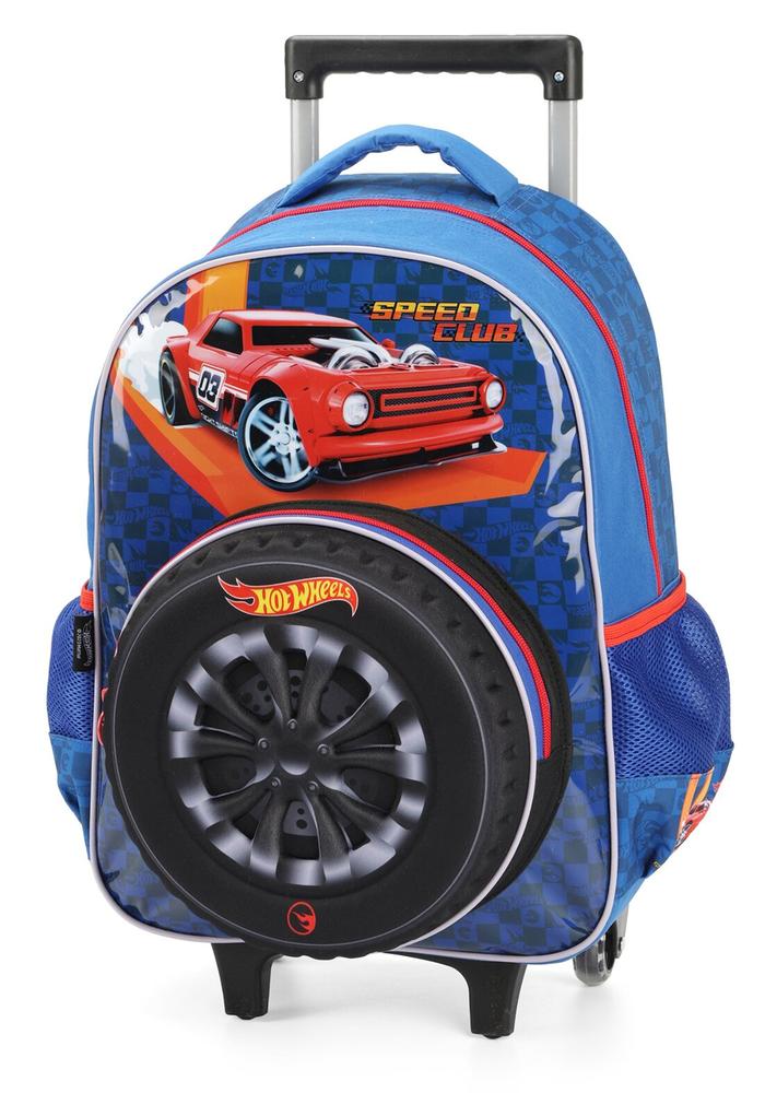 Encontraproduto.com.br - Mochila Com Rodinha Hot Wheels Roda Azul Luxcel