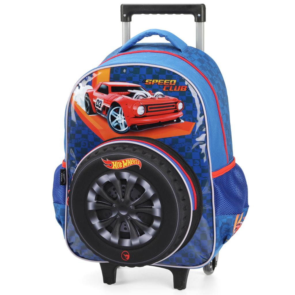 Encontraproduto.com.br - Mochila Com Rodinha Hot Wheels Roda Azul Luxcel