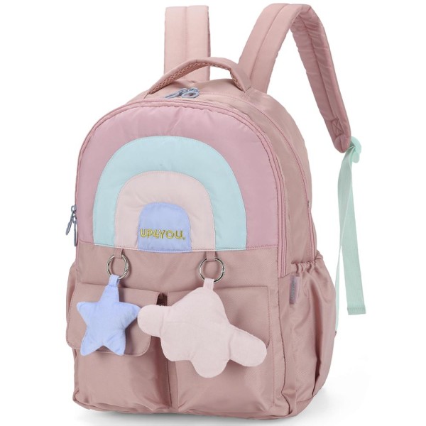 Encontraproduto.com.br - Mochila de Costas Luxcel Up4You Estrelas Rosa