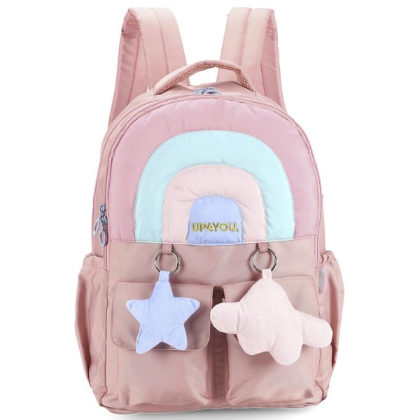 Encontraproduto.com.br - Mochila de Costas Luxcel Up4You Estrelas Rosa