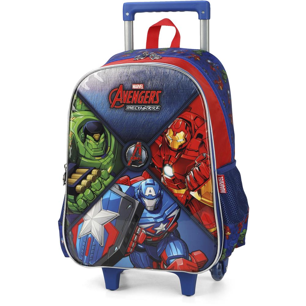 Kit Mochila de Rodinhas Lancheira Luxcel Avengers Azul
