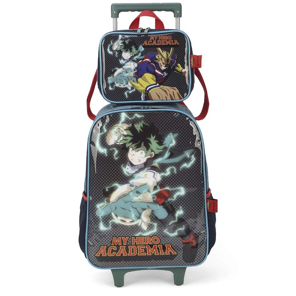Encontraproduto.com.br - Kit Mochila de Rodinhas Lancheira Luxcel My Hero Academia