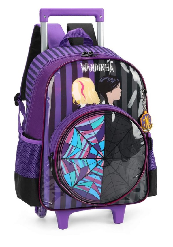 Encontraproduto.com.br - Mochila de Rodinhas Com Alça Luxcel Wandinha Roxo