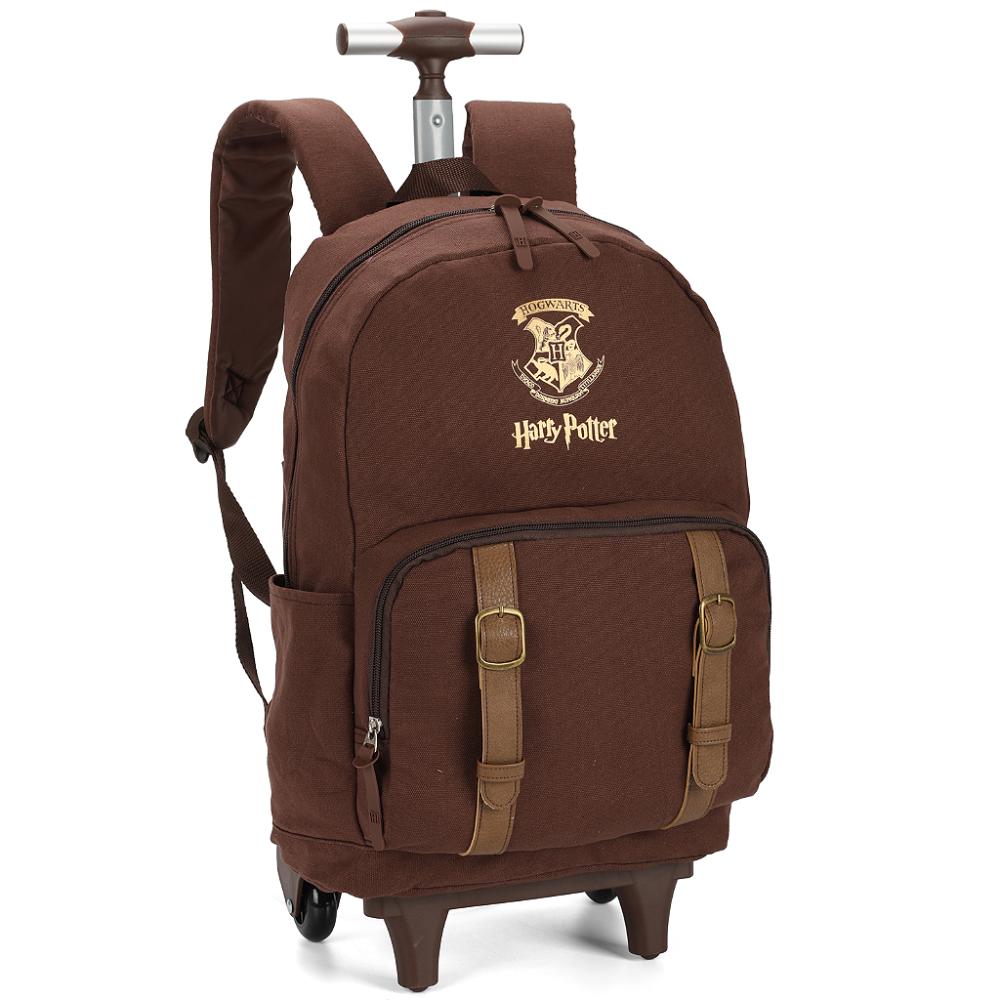 Mochila de Rodinhas Com Alça Luxcel Happy Potter Marrom