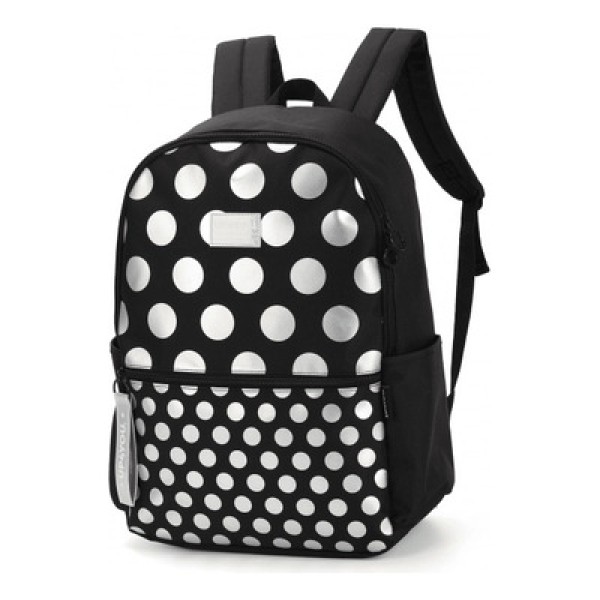 Encontraproduto.com.br - Mochila Juvenil Preta C/ Bolinhas Prata Up4you
