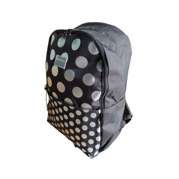 Encontraproduto.com.br - Mochila Juvenil Preta C/ Bolinhas Prata Up4you