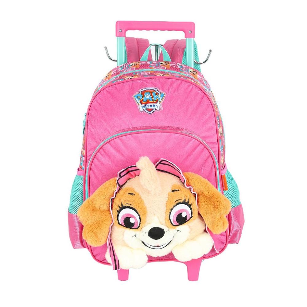 Mochila de Rodinhas Com Alça Luxcel Patrulha Canina Rosa