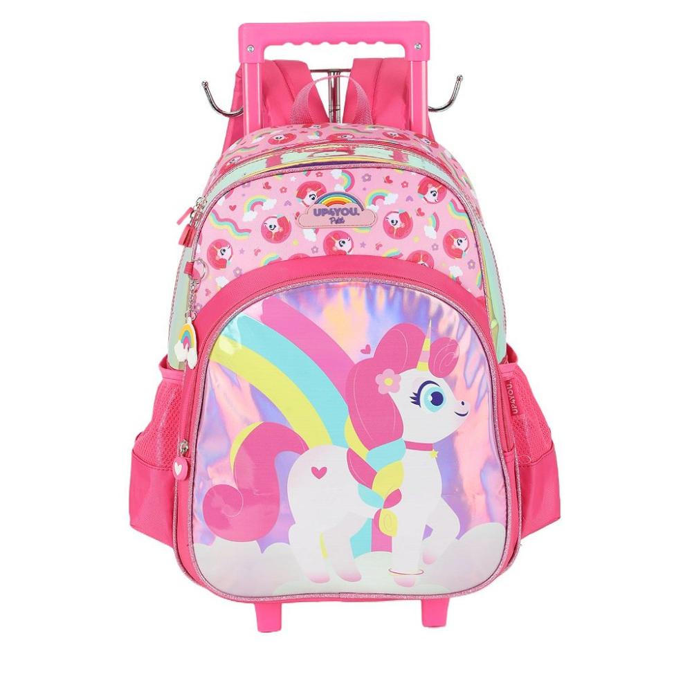 Mochila de Rodinhas Com Alça Luxcel Up4You Unicórnio Pink