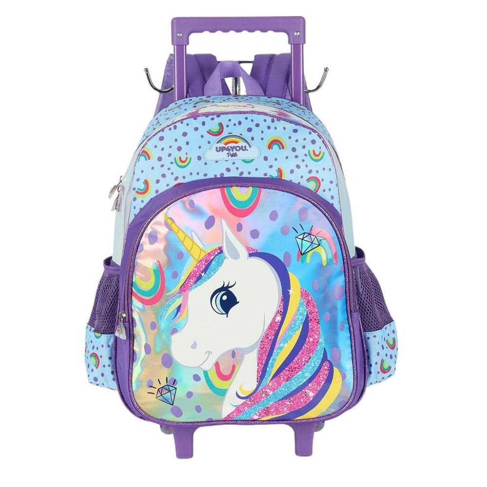 Mochila de Rodinhas Com Alça Luxcel Up4You Unicórnio Violeta
