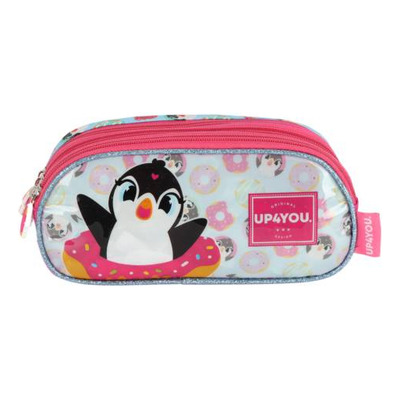Kit Mochila Sem Alça Lancheira Estojo Luxcel Pinguim Verde