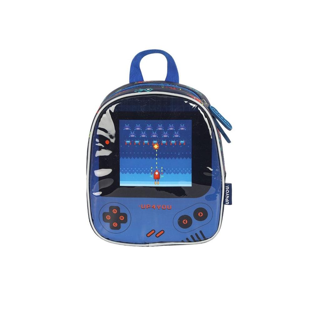 Encontraproduto.com.br - Lancheira Escolar Luxcel Up4You Game Azul e Preto