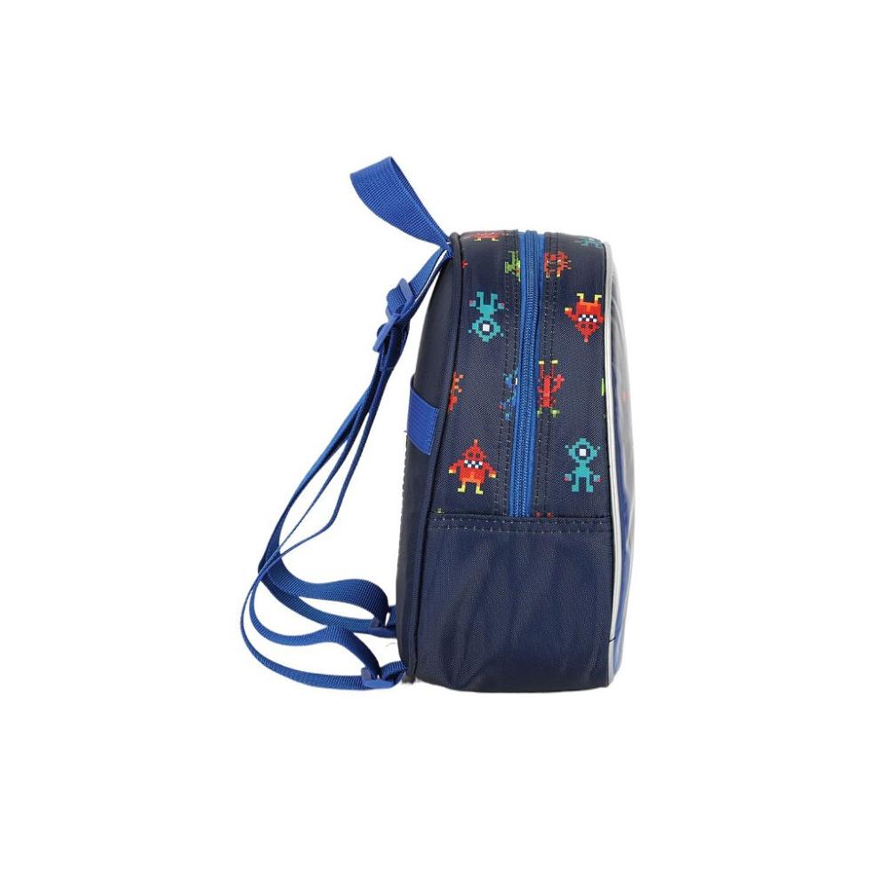 Encontraproduto.com.br - Lancheira Escolar Luxcel Up4You Game Azul e Preto