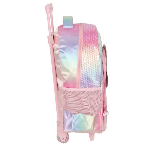 Encontraproduto.com.br - Mochila Rodinhas Sem Alça Luxcel Up4You ArcoIris Nuvem Rosa