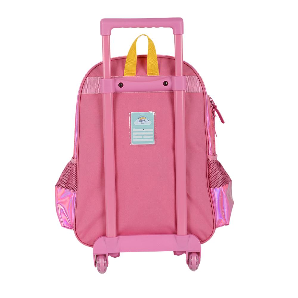 Encontraproduto.com.br - Kit Mochila Sem Alça Lancheira Estojo Luxcel ArcoIris Pink