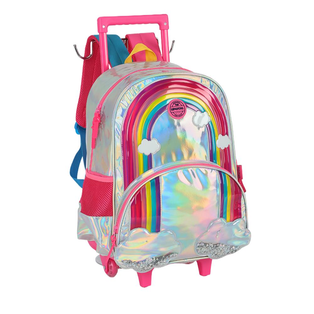 Encontraproduto.com.br - Mochila de Rodinhas Com Alça Luxcel UP4You ArcoIris Prata