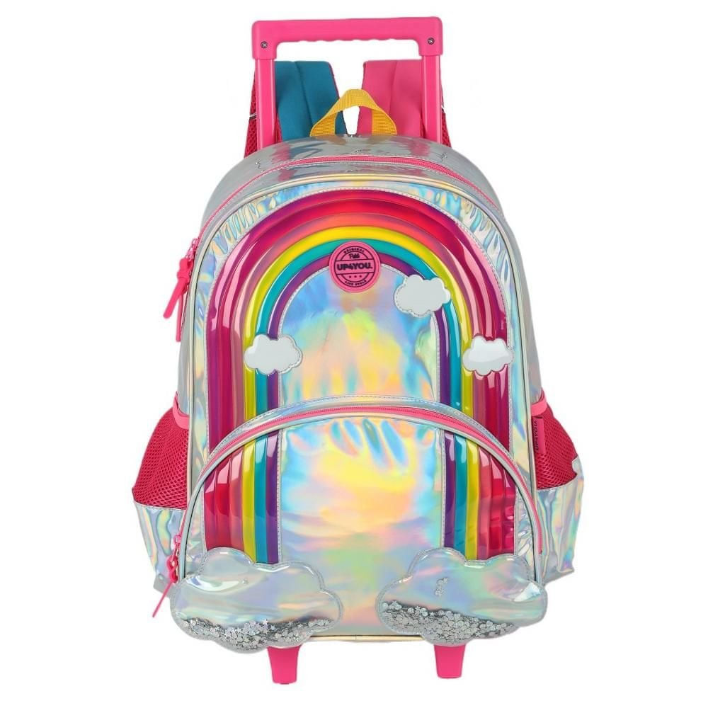 Encontraproduto.com.br - Mochila de Rodinhas Com Alça Luxcel UP4You ArcoIris Prata