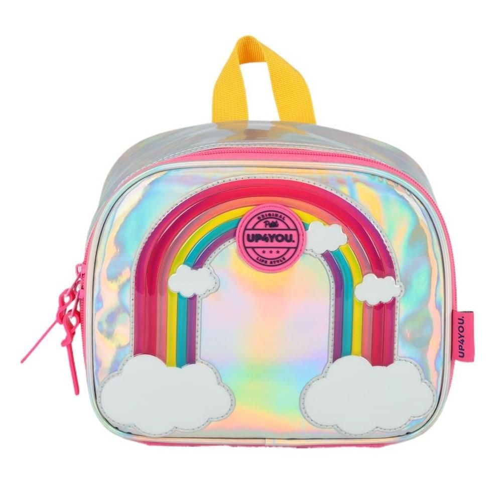 Encontraproduto.com.br - Mochila de Rodinhas Com Alça Luxcel UP4You ArcoIris Prata